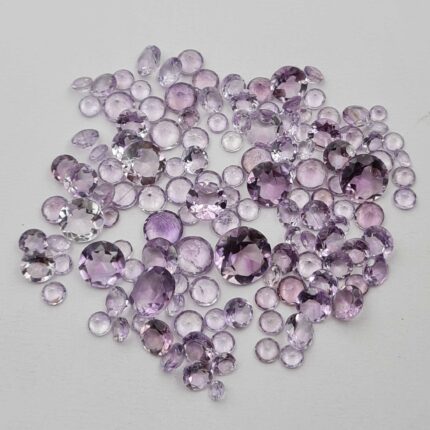 Natural Brazilian Amethyst Round Cut Loose Gemstone 60 Pcs 4-10 MM 50 CT