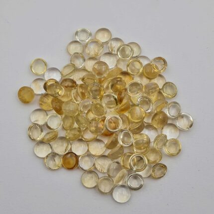 Natural Citrine Quartz Round Cabochon Loose Gemstone Lot 75 Pcs 7 MM 100 CT