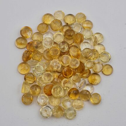 Natural Citrine Quartz Round Cabochon Loose Gemstone Lot 54 Pcs 8 MM 101 CT