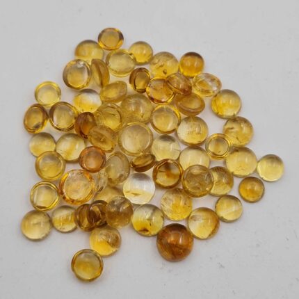 Natural Citrine Round Cabochon Loose Gemstone Lot 87 Pcs 4-8 MM 100 CT