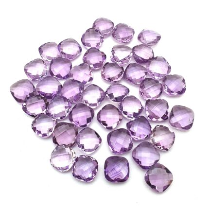 Natural Brazilian Amethyst Cushion Briolette Cut Loose Stone 29 Pcs 10 MM 102 CT