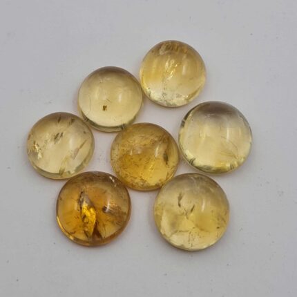 Natural Citrine Round Cabochon Loose Gemstone Lot 7 Pcs 12-13 MM 48 CT