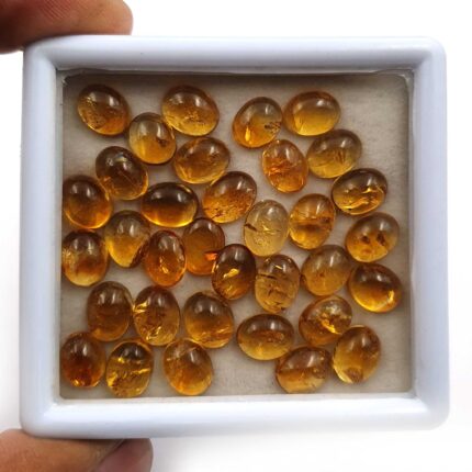 Natural Citrine Oval Cabochon Loose Gemstone Lot 54 Pcs 7*9 MM 100 CT