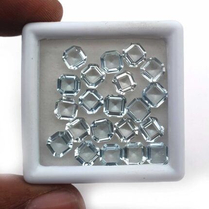 Natural Aquamarine Octagon Cut Loose Gemstone Lot 21 Pcs 6 MM 15 CT