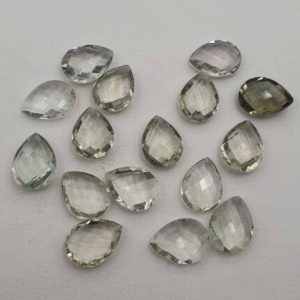 Natural Green Amethyst Pear Briolette Cut Loose Stone Lot 7 Pcs 15*20 MM 112 CT