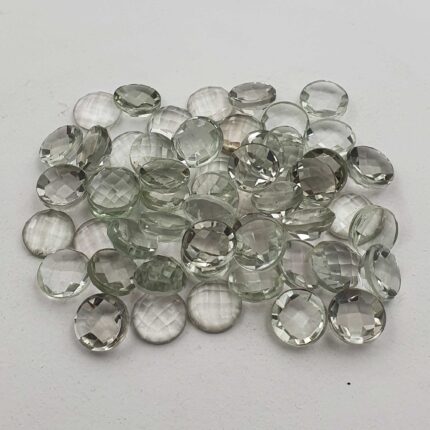Natural Green Amethyst Round Checker Cut Loose Stone Lot 34 Pcs 12 MM 102 CT
