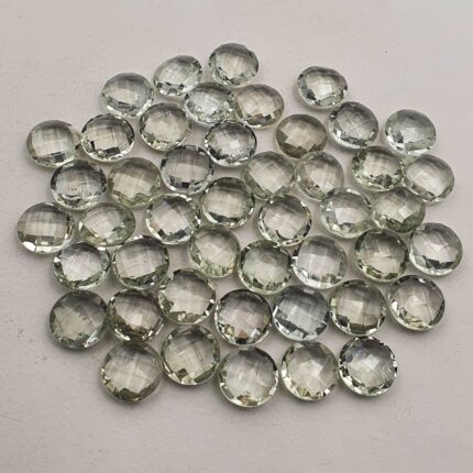 Natural Green Amethyst Round Checker Cut Loose Stone Lot 21 Pcs 12 MM 103 CT
