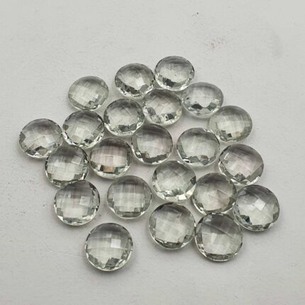 Natural Green Amethyst Round Checker Cut Loose Stone Lot 15 Pcs 14 MM 107 CT