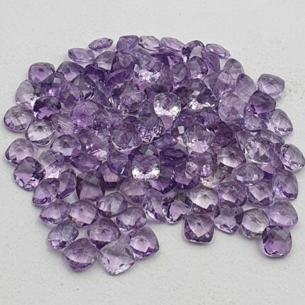 Natural Brazillian Amethyst Cushion Checker Cut Loose Stone Lot 108Pcs 5MM 100CT