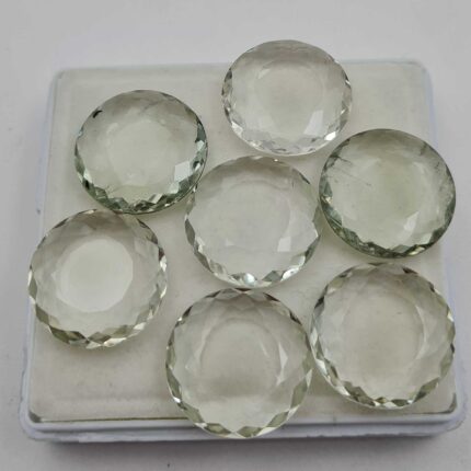Natural Green Amethyst Round Double Faceted Loose Stone Lot 7 Pcs 20 MM 108 CT