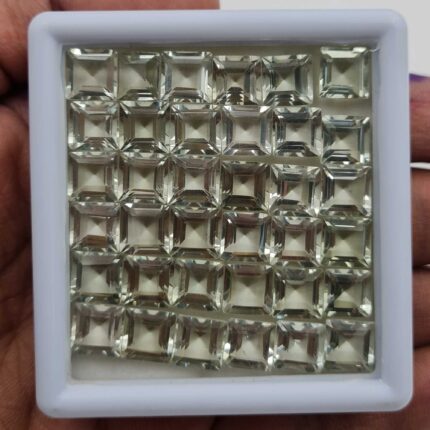 Natural Green Amethyst Square Cut Loose Stone Lot 35 Pcs 8 MM 84 CT