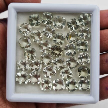 Natural Green Amethyst Cushion Cut Loose Stone Lot 48 Pcs 8 MM 100 CT