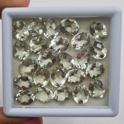 Natural Green Amethyst Oval Checker Cut Loose Stone Lot 35 Pcs 9*11 MM 109 CT
