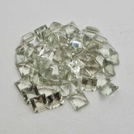 Natural Green Amethyst Square Cut Loose Stone Lot 51 Pcs 7 MM 84 CT
