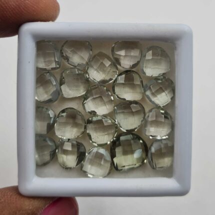 Natural Green Amethyst Heart Briolette Cut Loose Stone Lot 30 Pcs 8-10 MM 51 CT