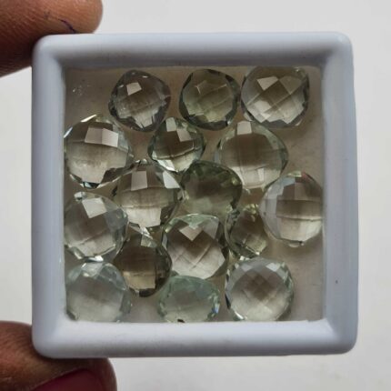 Natural Green Amethyst Cushion Briollete Cut Loose Stone Lot 22 Pcs 7-9 MM 50 CT