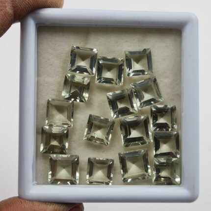 Natural Green Amethyst Square Cut Loose Stone Lot 23 Pcs 9-10 MM 85 CT