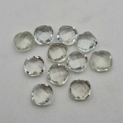 Natural Green Amethyst Cushion Briolette Cut Loose Stone Lot 9 Pcs 8 MM 19 CT