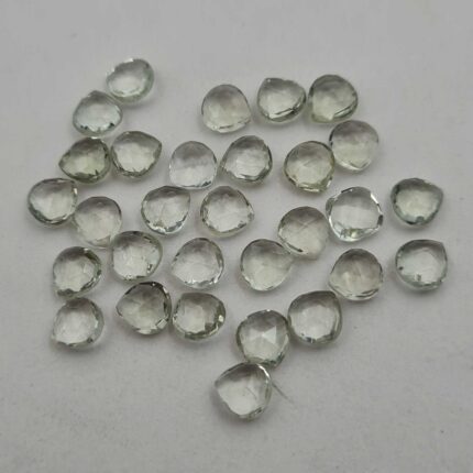 Natural Green Amethyst Heart Briolette Cut Loose Stone Lot 29 Pcs 6 MM 25 CT