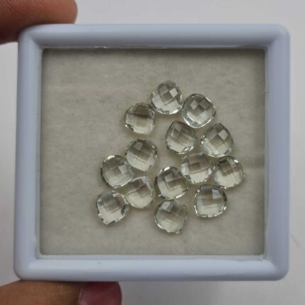 Natural Green Amethyst Heart Briolette Cut Loose Stone Lot 14 Pcs 8 MM 23 CT