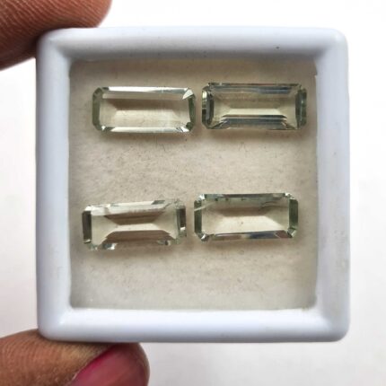 Natural Green Amethyst Octagon Cut Loose Stone Lot 4 Pcs 6*14 MM 12 CT