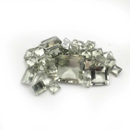 Natural Green Amethyst Square Cut Loose Stone Lot 37 Pcs 5-14 MM 54 CT