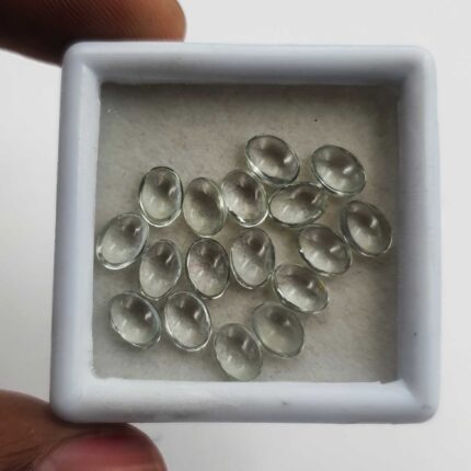 Natural Green Amethyst Oval Cabochon Loose Stone Lot 17 Pcs 5*7 MM 10 CT