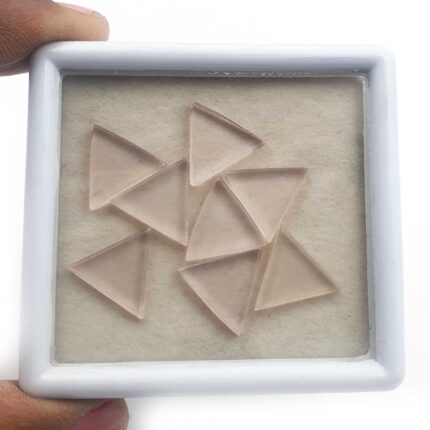 Natural Rose Quartz Triangle Cabochon Loose Gemstone Lot 8 Pcs 13.25 MM 34 CT