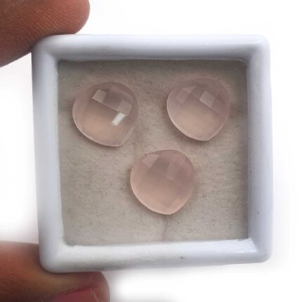 Natural Rose Quartz Heart Briolette Cut Loose Gemstone Lot 3 Pcs 12 MM 15 CT