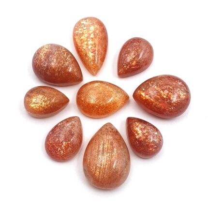 Natural Sun Stone Mix Size Pear Cabochon Gemstone Lot 9 Pcs 10-15 mm 101 CT