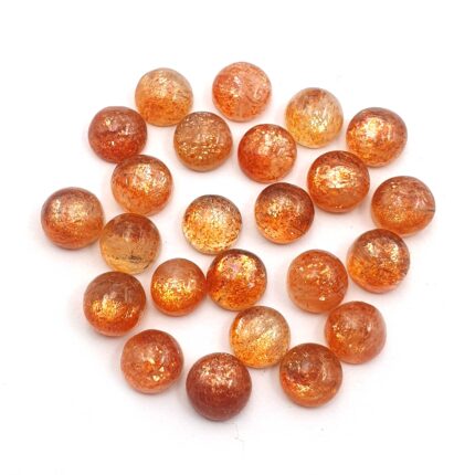 Natural Sun Stone Round Cabochon Loose Gemstone Lot 28 Pcs 8 mm 61 CT