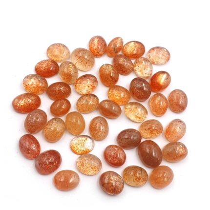 Natural Sun Stone Oval Cabochon Loose Gemstone Lot 28 Pcs 8x10 mm 84 CT