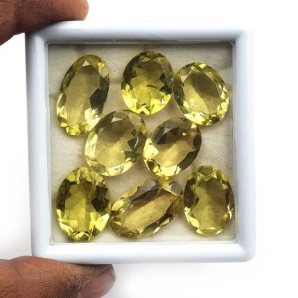 Natural Lemon Quartz Oval Cut Loose Gemstone Lot 8 Pcs 14*17-16*22 MM 100 CT