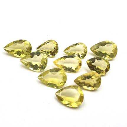Natural Lemon Quartz Pear Cut Loose Gemstone Lot 12 Pcs 12*15-14*20 MM 99 CT