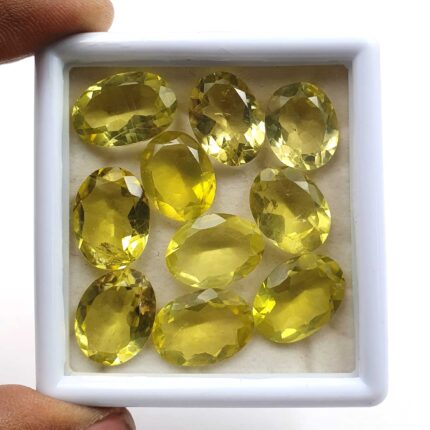 Natural Lemon Quartz Oval Cut Loose Gemstone Lot 11 Pcs 13*17-13*18 MM 110 CT