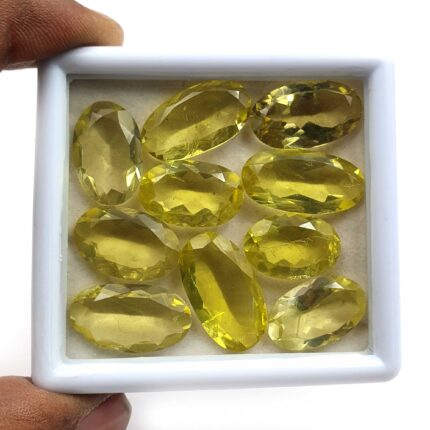 Natural Lemon Quartz Oval Cut Loose Gemstone Lot 10 Pcs 12*16-12.50*22 MM 101 CT
