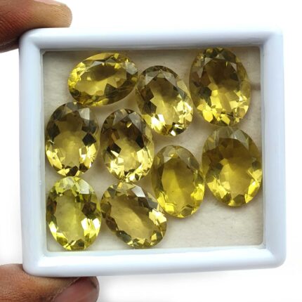 Natural Lemon Quartz Oval Cut Loose Gemstone Lot 11 Pcs 13*18 MM 113 CT