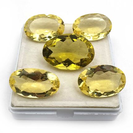 Natural Lemon Quartz Oval Cut Loose Gemstone Lot 7 Pcs 14*25-20*29 MM 177 CT