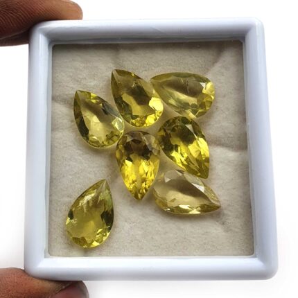 Natural Lemon Quartz Pear Cut Loose Gemstone Lot 7 Pcs 11*17 MM 44 CT
