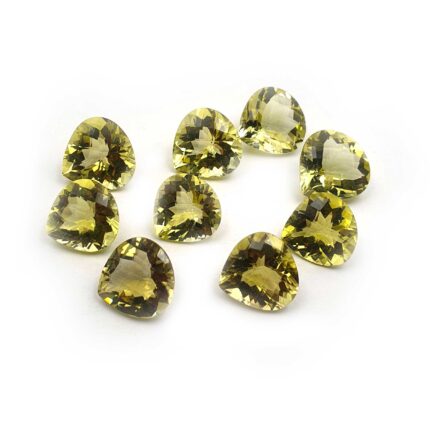 Natural Lemon Quartz Heart Checker Cut Loose Gemstone Lot 9 Pcs 16-18 MM 121 CT
