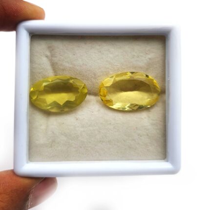 Natural Lemon Quartz Octagon Cut Loose Gemstone Lot 2 Pcs 14*22-15*24 MM 32 CT