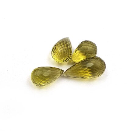 Natural Lemon Quartz Teardrop Briolette Cut Loose StoneLot 4Pcs 10*15-10*21 37CT