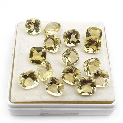Natural Lemon Quartz Cushion Cut Loose Stone Lot 15 Pcs 8 MM 31 CT