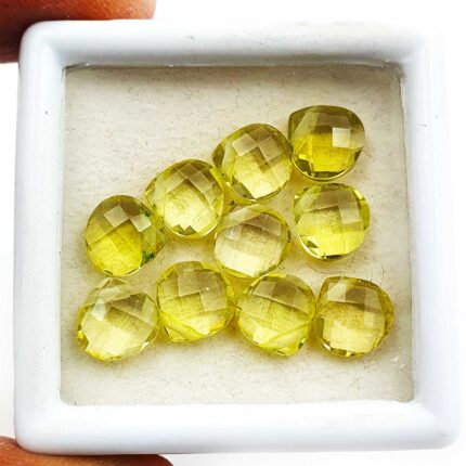 Natural Lemon Quartz Heart Briolette Cut Loose Stone Lot 10 Pcs 8 MM 18 CT
