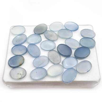 Natural Blue Chalcedony Oval Cabochon Loose Gemstone 28 Pcs 10*14 MM 100 CT