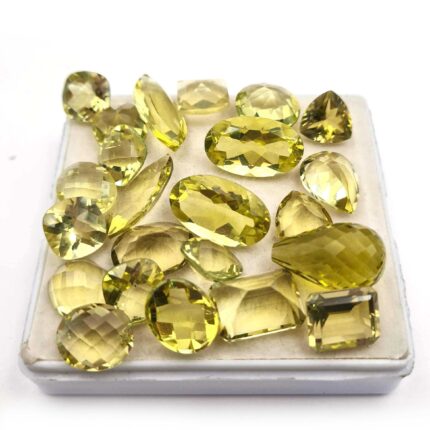 Natural Lemon Quartz Mix Cut Loose Stone Lot 22 Pcs 10 MM 100 CT
