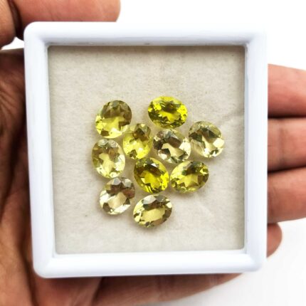 Natural Lemon Quartz Oval Cut Loose Stone Lot 10 Pcs 7*9-8*10 MM 22 CT