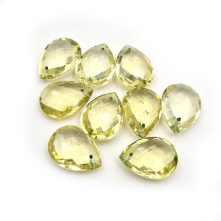 Natural Lemon Quartz Pear Briolette Cut Loose Stone Lot 9 Pcs 15*20 MM 110 CT