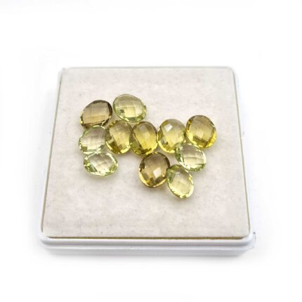 Natural Lemon Quartz Oval Briolette Cut Loose Stone Lot 11 Pcs 6*8-7*9 MM 15 CT