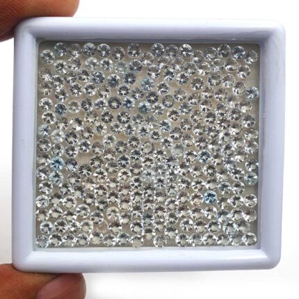 Natural Aquamarine Round Cut Loose Gemstone Lot 83 Pcs 3.25 MM 10 CT